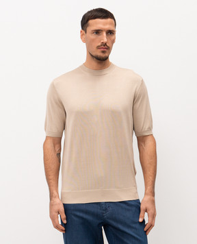 Stefano Ricci Beige silk T-shirt K616006G12F26102