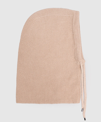 Beige wool and cashmere hood