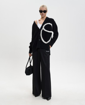 Off-White Black wool trousers with logo 2CA174C99FAB002