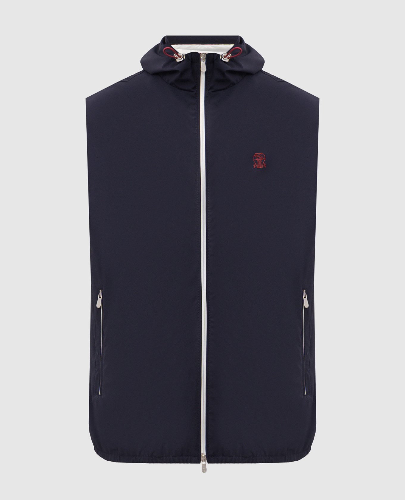 Blue vest with embroidered emblem