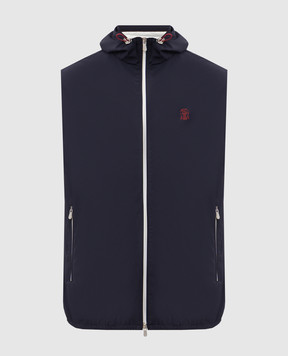 Brunello Cucinelli Blue vest with embroidered emblem MM49A7450G