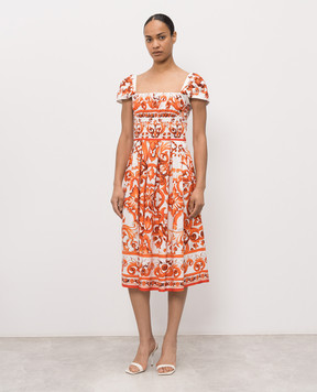 Dolce&Gabbana White dress with contrasting print F6TVKTGDDRL