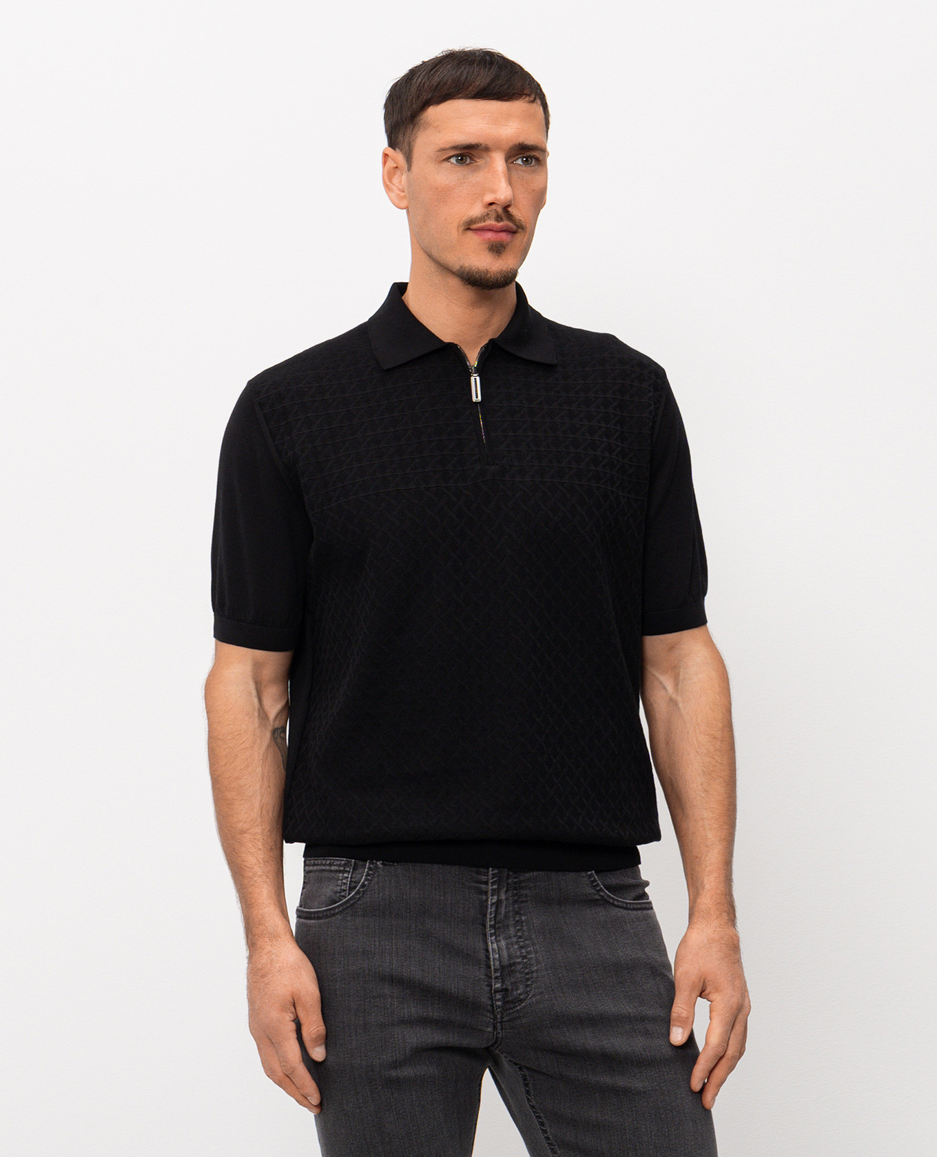 

Black polo with pattern Stefano Ricci