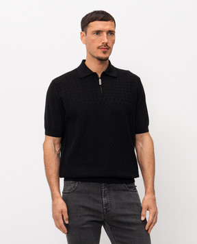 Stefano Ricci Black polo with pattern K212039P31F26195