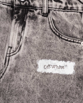 Off-White Children's gray denim skirt with logo 44GYF00AF5D001
