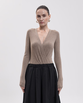 Max Mara GELATO beige ribbed cashmere bodysuit MXMGELATO