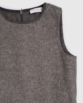 Brunello Cucinelli Children's gray wool dress with monil chain BD565A407C