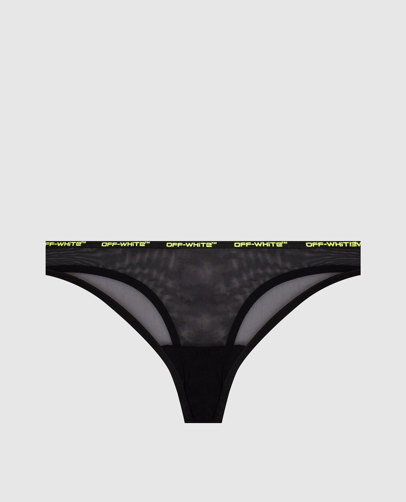 

Black patterned mesh thong panties Off-White