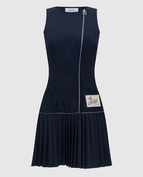Off-White Blue wool dress with logo 2DB55RF25FAB001