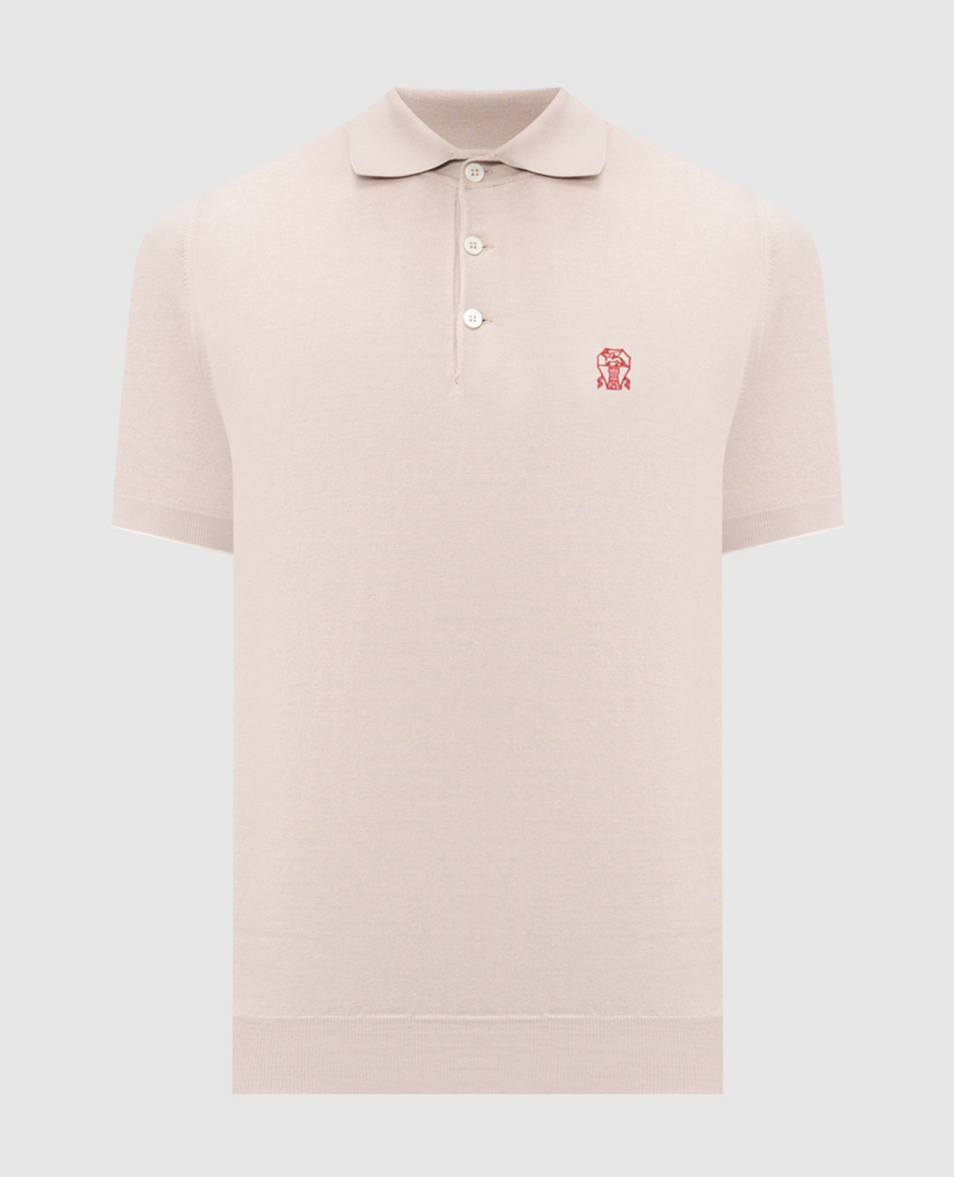 Beige polo shirt with embroidered emblem