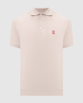 Brunello Cucinelli Beige polo shirt with embroidered emblem M29800195