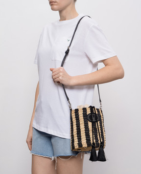 Valentino Striped raffia bucket bag 8W2B0T03IXU