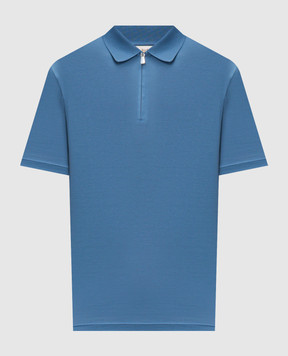 Enrico Mandelli Blue polo shirt with logo patch 3K057A5677