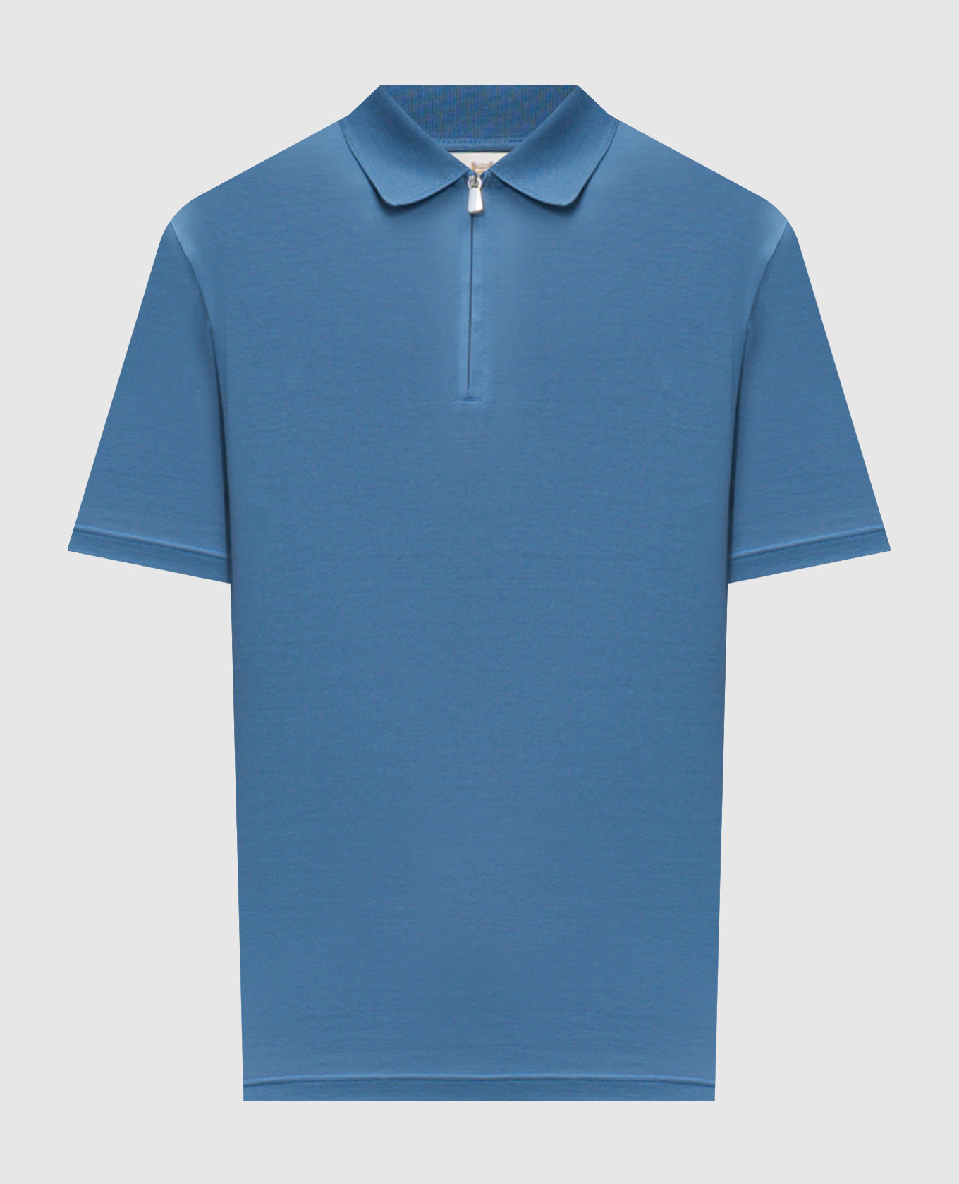 Blue polo shirt with logo patch