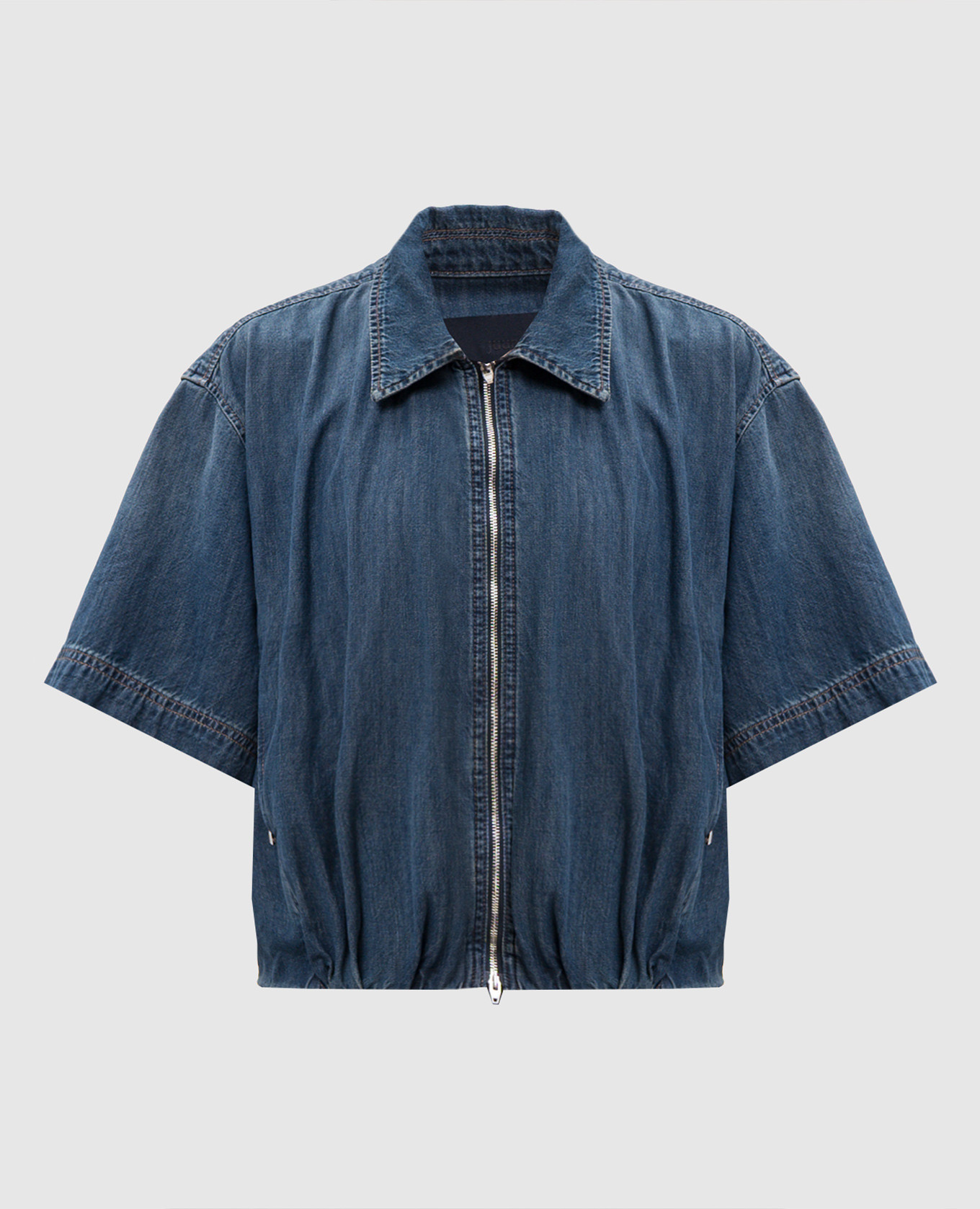 Blue denim jacket with short sleeves