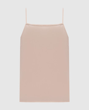 Peserico Beige silk top with monil chain A08921D07325