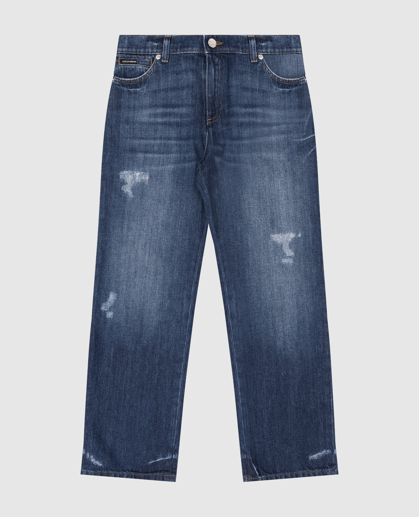 Children's blue jeans with a frayed effect and holes Dolce&Gabbana