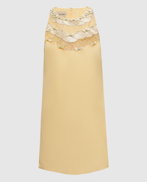 Valentino Yellow wool and silk mini dress with crystals 8B3VAHG51CF