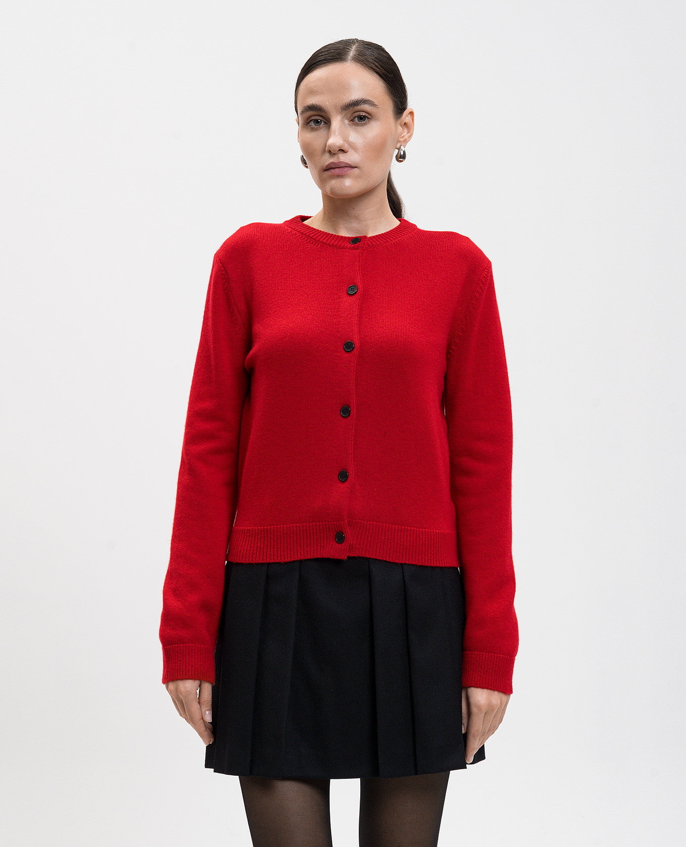Red wool and cashmere cardigan with logo Juun.j 3