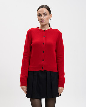 Juun.j Red wool and cashmere cardigan with logo JW5X5AW036