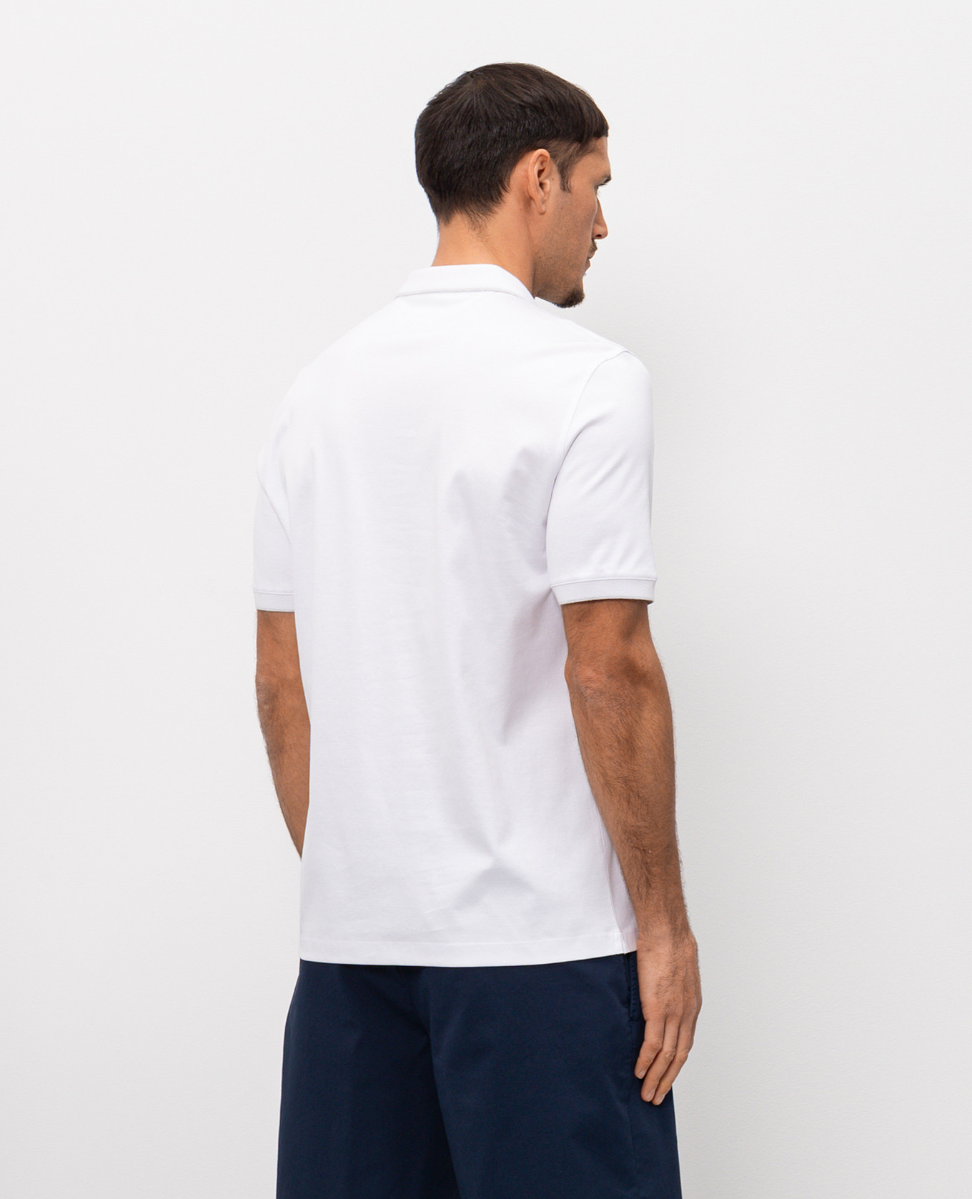 

White polo shirt with embroidered emblem Brunello Cucinelli