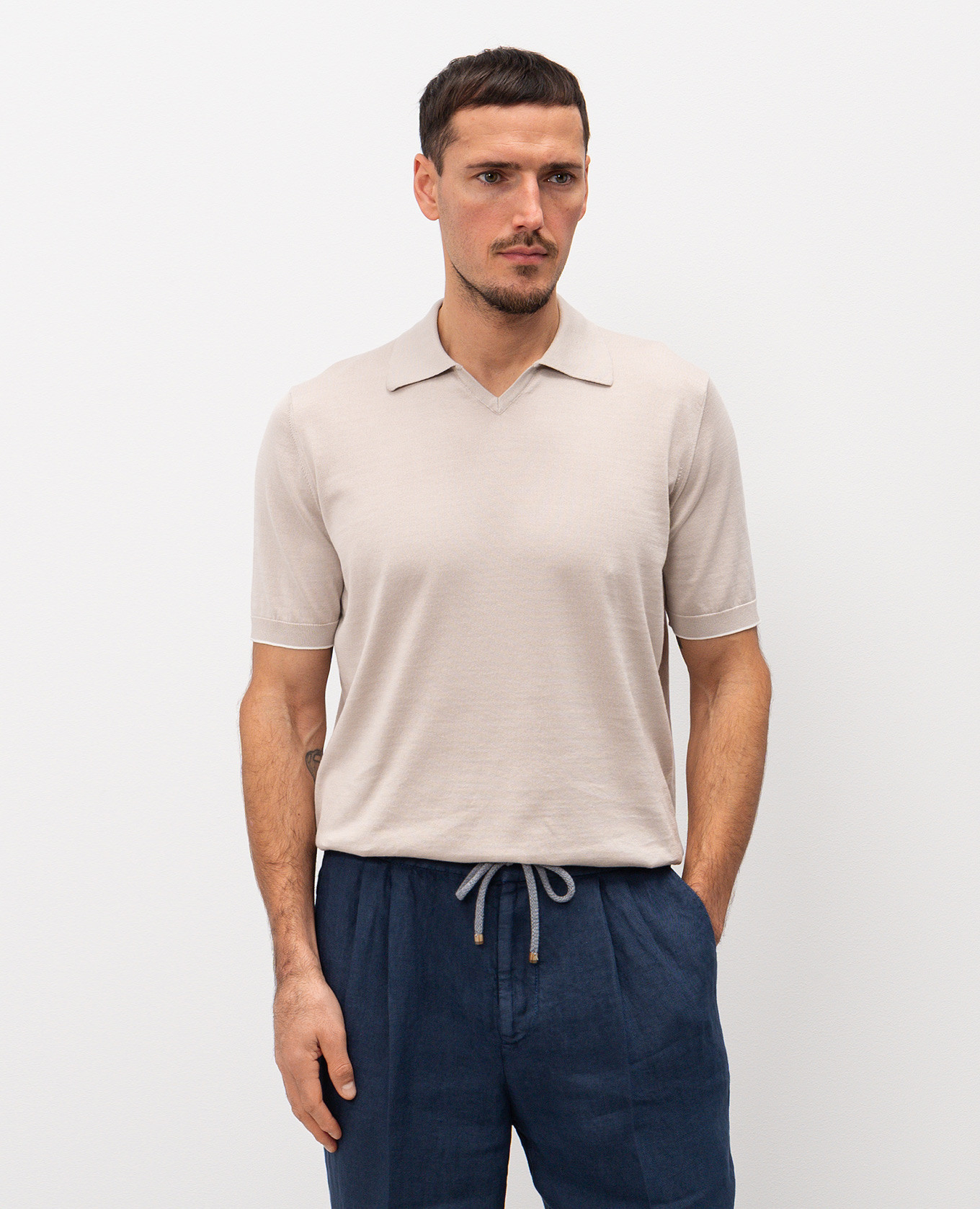 Beige cotton polo shirt Brunello Cucinelli 3