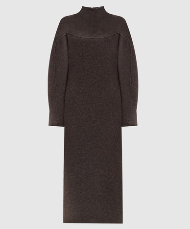 Brown TENUTA dress made of wool and cashmere