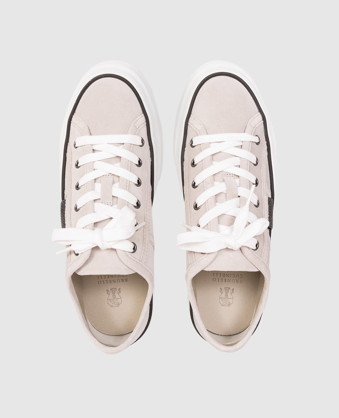 

Gray suede sneakers with a monil chain Brunello Cucinelli, Grey