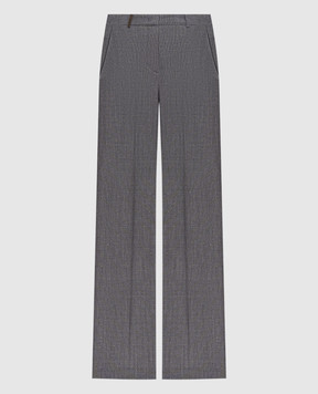 Peserico Gray wool pants with a pattern A0456706413