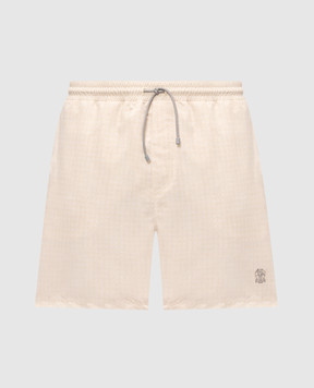 Brunello Cucinelli Yellow swim shorts with embroidered logo MR847043P