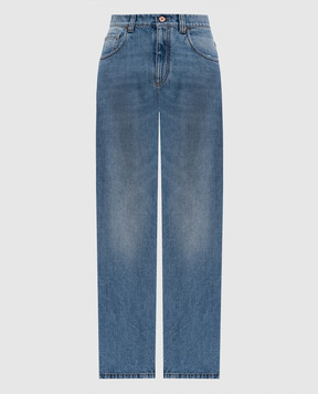 Brunello Cucinelli Blue jeans with logo patch MP095P5758