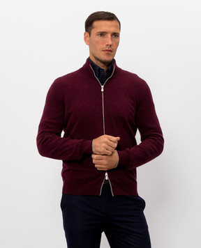 Brunello Cucinelli Burgundy cashmere cardigan M2200106