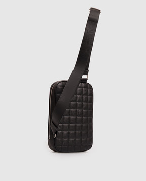 Stefano Ricci Black leather sling bag with emblem ND200PVD