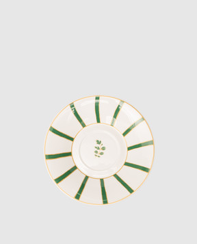 Geminiano Cozzi 1765 White porcelain saucer for tea cup Striche Verdi e Oro TTCMI089036