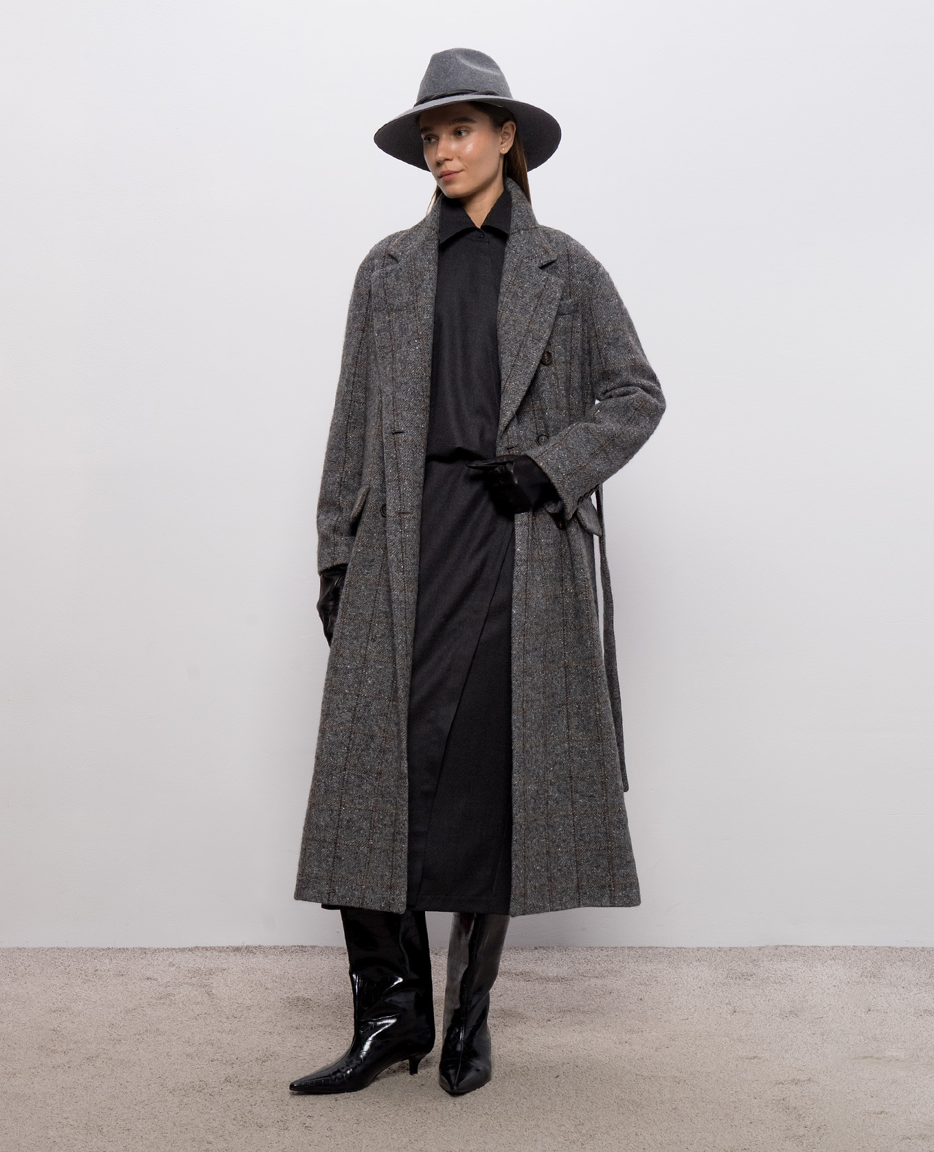 Gray checkered coat Brunello Cucinelli 2