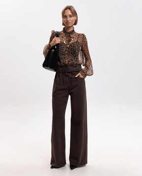 Twinset Brown leopard print silk blouse 262TP269B