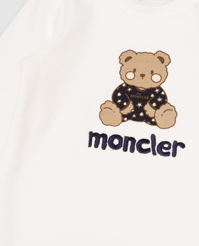 Moncler ENFANT Baby white bodysuit and bib set with logo L19518P000038392E