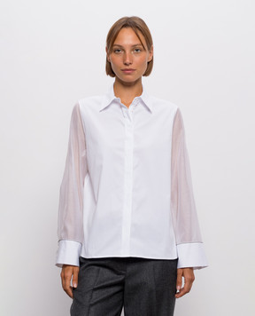 Peserico White shirt with a monil chain S06992B8924