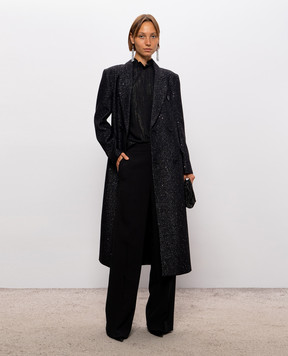 Twinset Black double-breasted coat with lurex 262TT2520