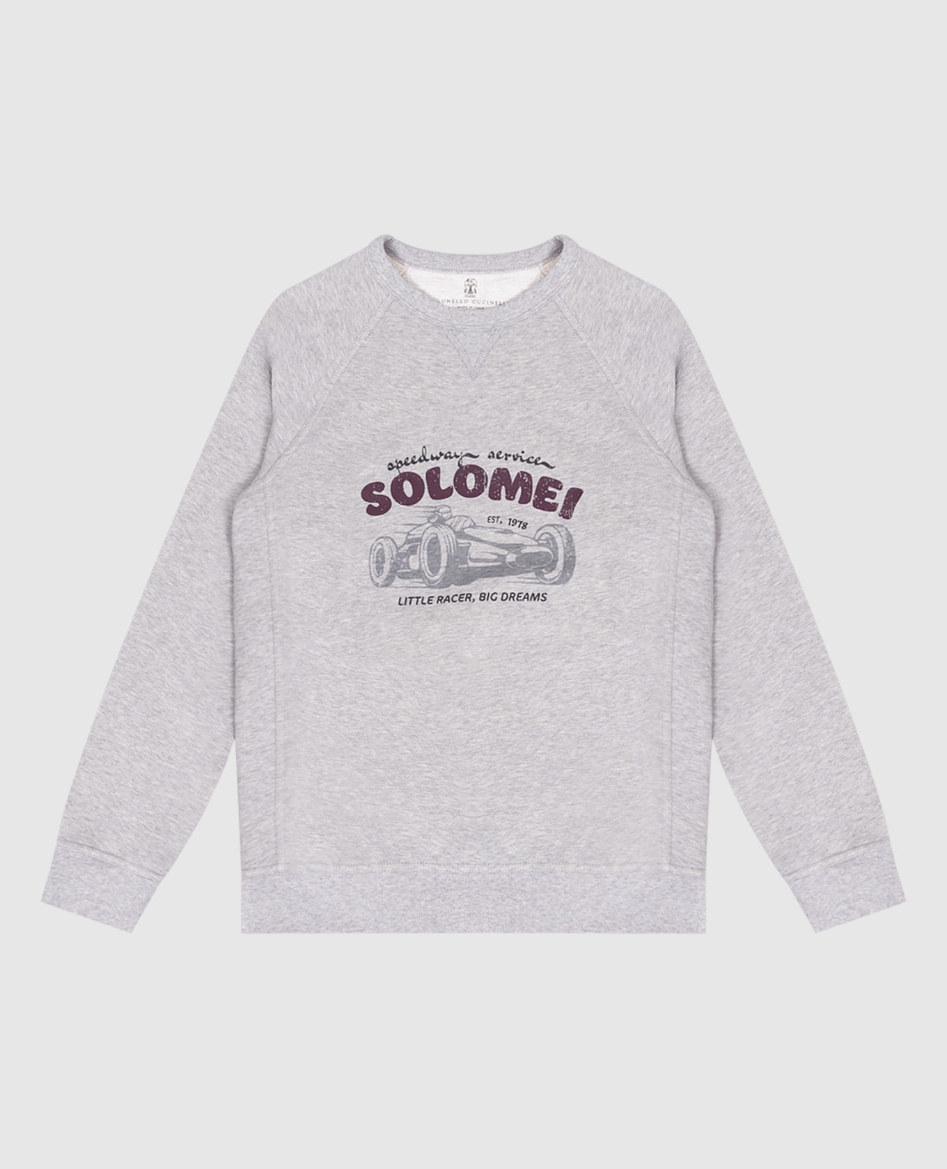 Children's gray melange sweatshirt with print Brunello Cucinelli