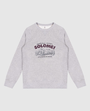 Brunello Cucinelli Children's gray melange sweatshirt with print BM826E515C