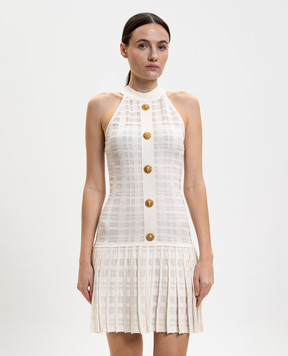 Balmain White mini dress with pleating GF1R3375KJ36