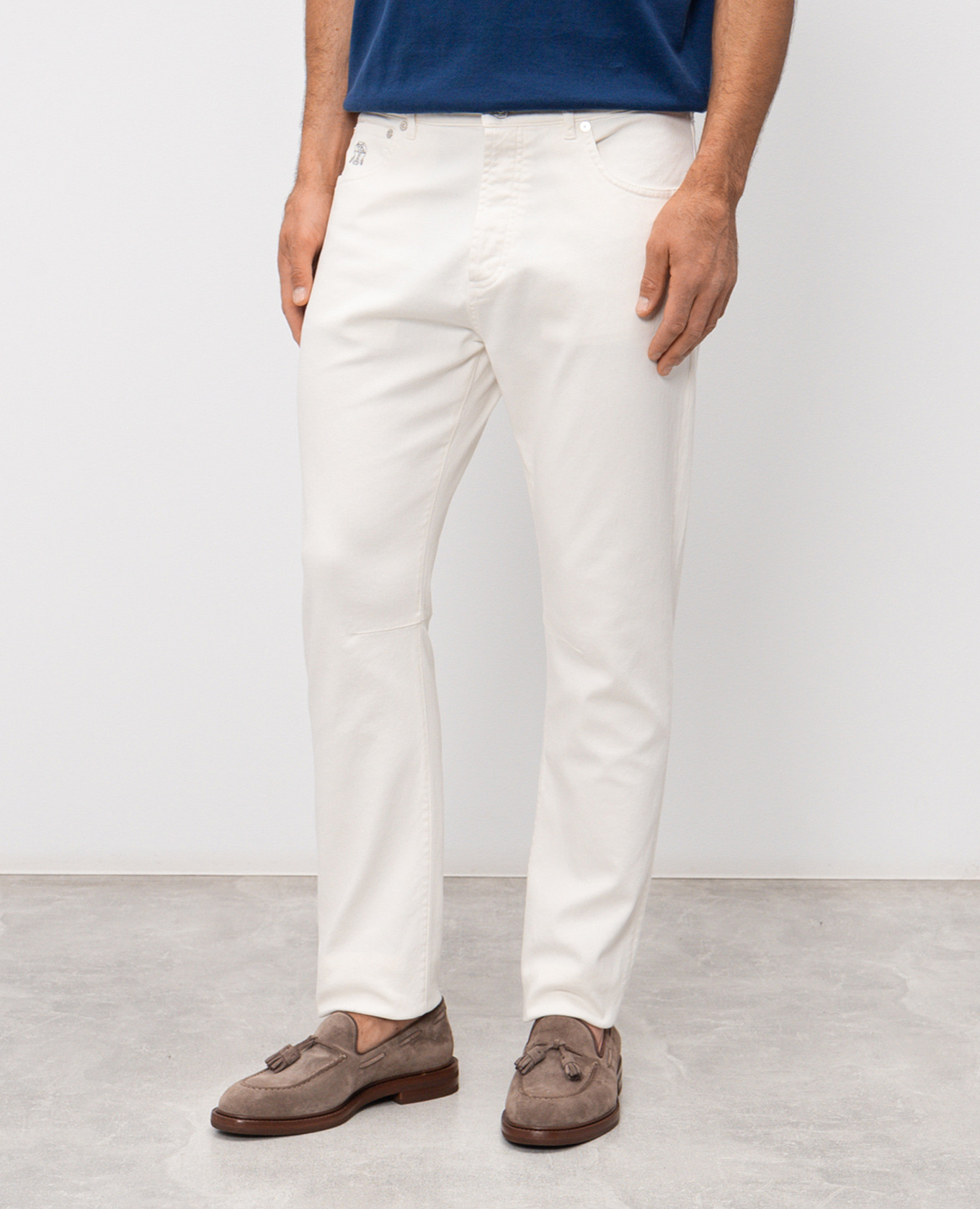 

Ivory jeans with logo patch Brunello Cucinelli, Beige