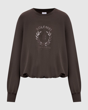 Brunello Cucinelli Brown sweatshirt with branded print MH827HZ500