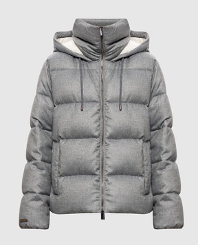 Peserico Gray down jacket with brand patch S24134D01945
