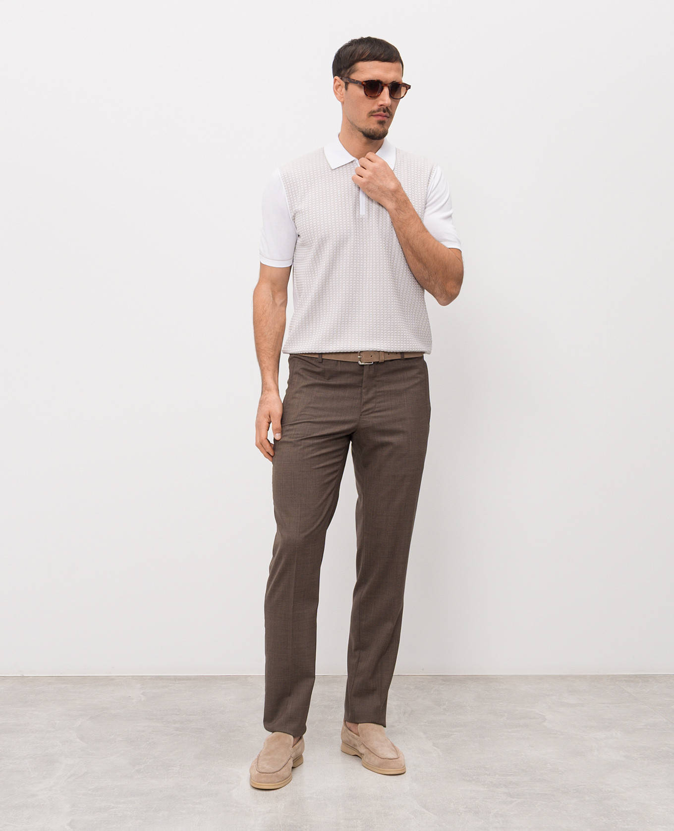 

White polo with silk Bertolo Cashmere