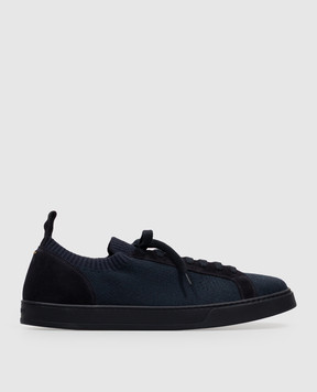 Doucal's Blue sneakers with textured logo DU3381SPENPZ785