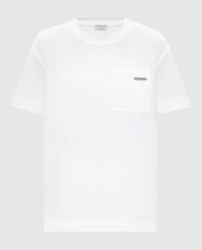 Brunello Cucinelli White T-shirt with a monil chain M0T81EC710
