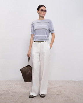 Peserico Gray striped top A99091F149173M