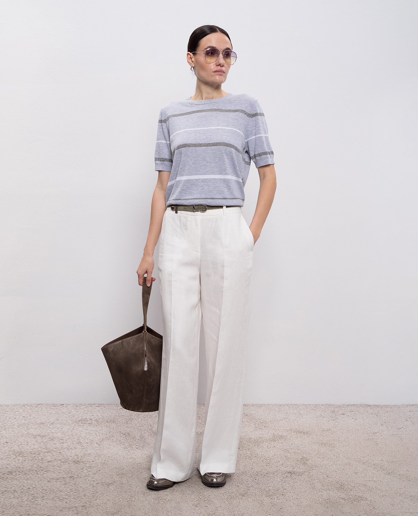 

Gray striped top Peserico, Grey